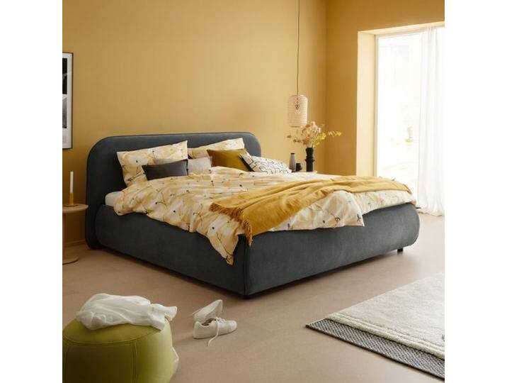 Schöner Wohnen Polsterbett Lissabon Komfort Webstoff 180x200cm Dunkelgrau retro/vintage, Mit Kopfteil von Schöner-Wohnen-Kollektion