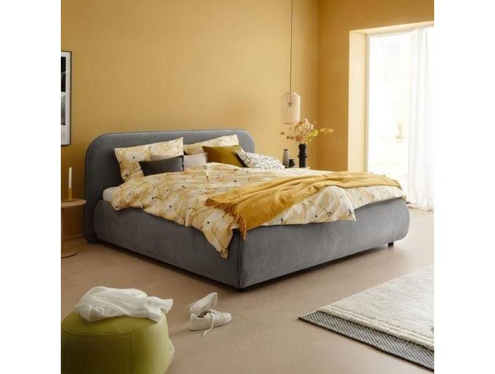 Schöner Wohnen Polsterbett Lissabon Komfort Webstoff 180x200cm Hellgrau retro/vintage, Mit Kopfteil von Schöner-Wohnen-Kollektion