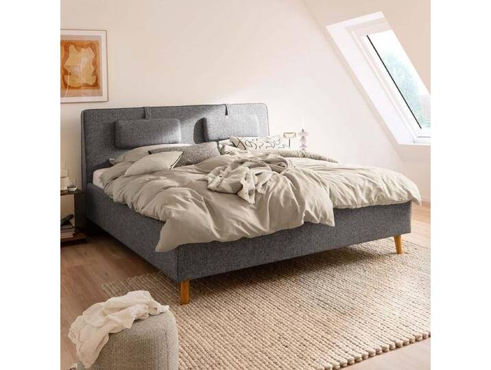 Schöner Wohnen Polsterbett Madrid Komfort Webstoff 180x200cm Hellgrau modern, Mit Kopfteil von Schöner-Wohnen-Kollektion