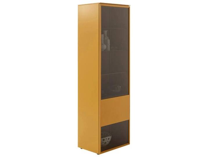 Schöner Wohnen VITRINE, Currygelb, Glas, 3 Fächer, 60x201x45 cm, Beimöbel erhältlich, in verschiedenen Holzdekoren erhältlich, Esszimmer, Vitrinen von Schöner-Wohnen-Kollektion