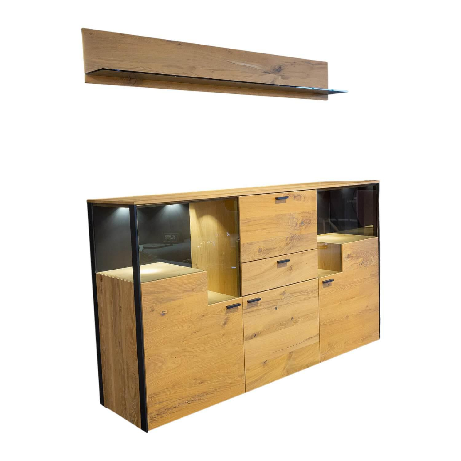 Sideboard Andra Eiche Rustico Hell Geölt Furniert Rückwand Anthrazit Matt Mit Wa... von Schöner Wohnen-Kollektion