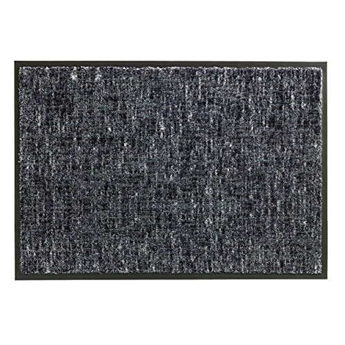 Schöner Wohnen Kollektion strapazierfähige Schmutzfangmatte Miami – getuftete Fußmatte 50x70 cm in Gitter grau – waschbarer Sauberlauf von Schöner Wohnen Kollektion