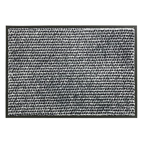 Schöner Wohnen Kollektion strapazierfähige Schmutzfangmatte Miami – getuftete Fußmatte 50x70 cm in Punkte Silber – waschbarer Sauberlauf von Schöner Wohnen Kollektion