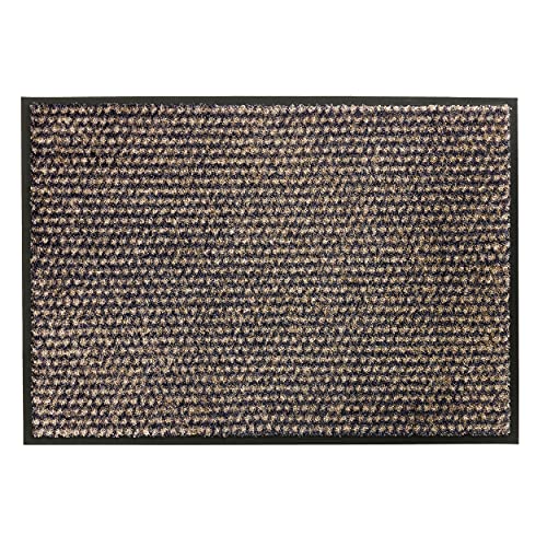 Schöner Wohnen Kollektion Fußmatte innen - Schmutzfangmatte 50x70cm Punkte anthrazit-Taupe - rutschfeste Sauberlaufmatte robust - Fussmatte Haustür - Türmatte waschbar bei 30°C von Schöner Wohnen Kollektion