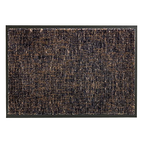 Schöner Wohnen Kollektion strapazierfähige Schmutzfangmatte Miami – getuftete Fußmatte 67x100 cm in Gitter anthrazit-Taupe – waschbarer Sauberlauf von Schöner Wohnen Kollektion