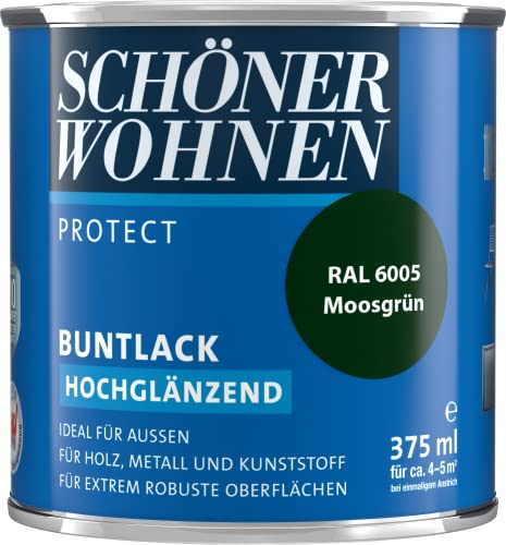 Schöner Wohnen 375ml Protect Buntlack hochglänzend RAL 6005 Moosgrün von Schöner Wohnen