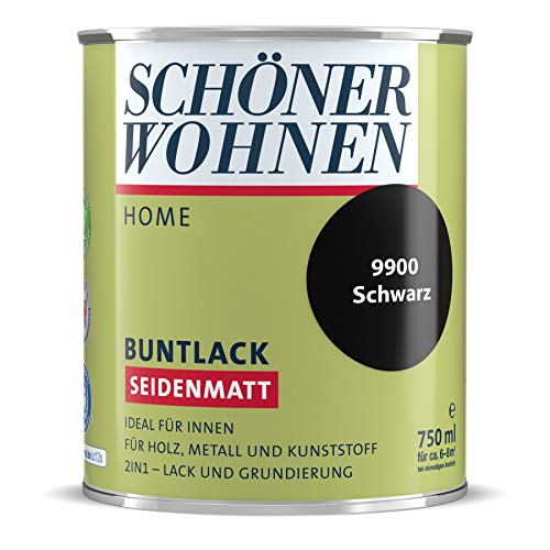 DurAcryl Buntlack Schwarz 750 ml RAL 9900 Seidenmatt Schöner Wohnen von Schöner Wohnen