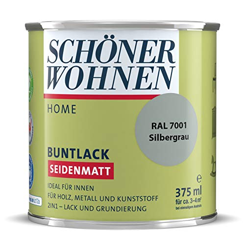 DurAcryl Buntlack Silbergrau 375 ml RAL 7001 Seidenmatt Schöner Wohnen von Schöner Wohnen