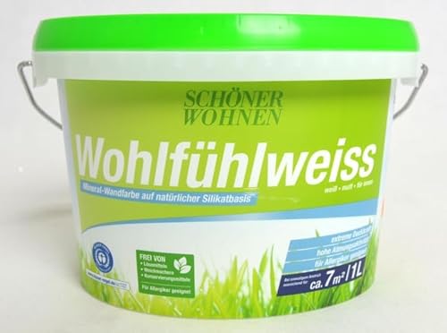 Mineral-Wandfarbe WohlfühlWeiss matt - für Allergiker geeignet - 1,0 l von Schöner Wohnen