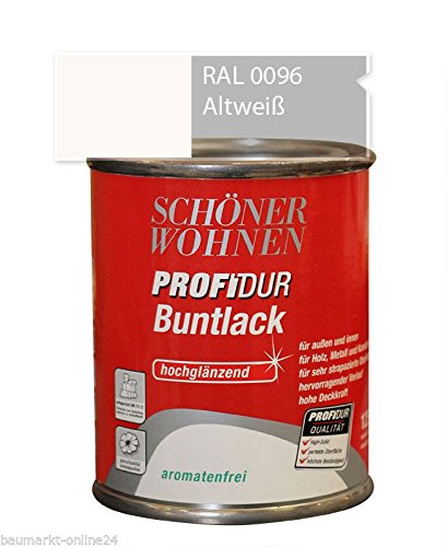 Profidur 125 ml Buntlack RAL 0096 Altweiß Hochglänzend Schöner Wohnen von Schöner Wohnen