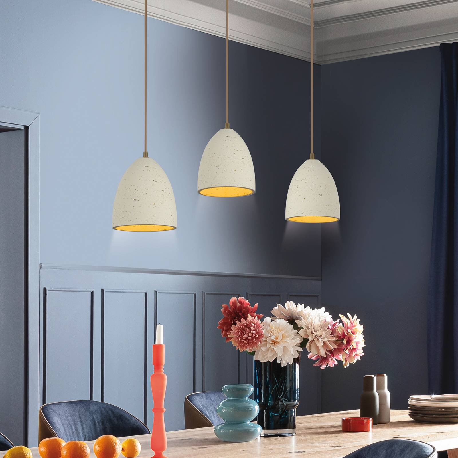 SCHÖNER WOHNEN Hängelampe Traventa, 3-flammig, beige, E27 von Schöner Wohnen