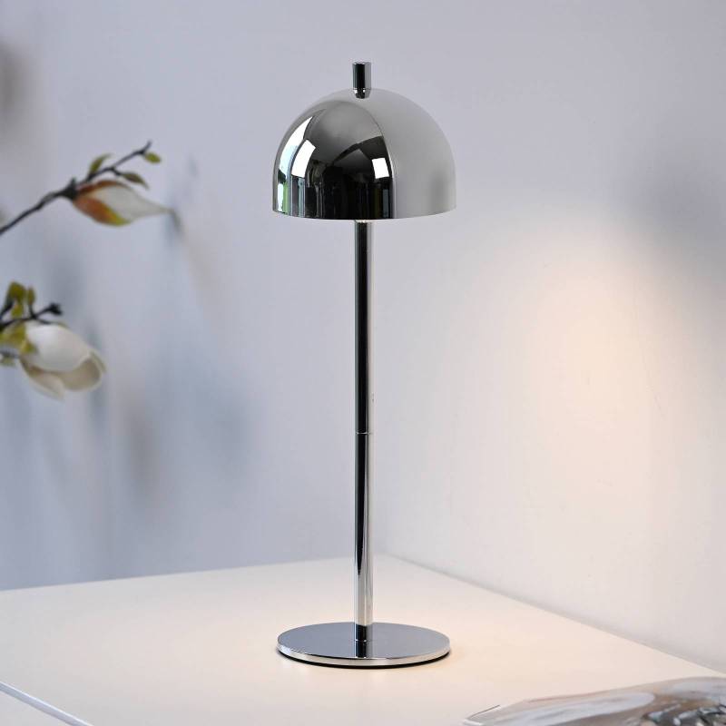 SCHÖNER WOHNEN LED-Akku-Tischlampe Bellies, chrom, IP54 von Schöner Wohnen