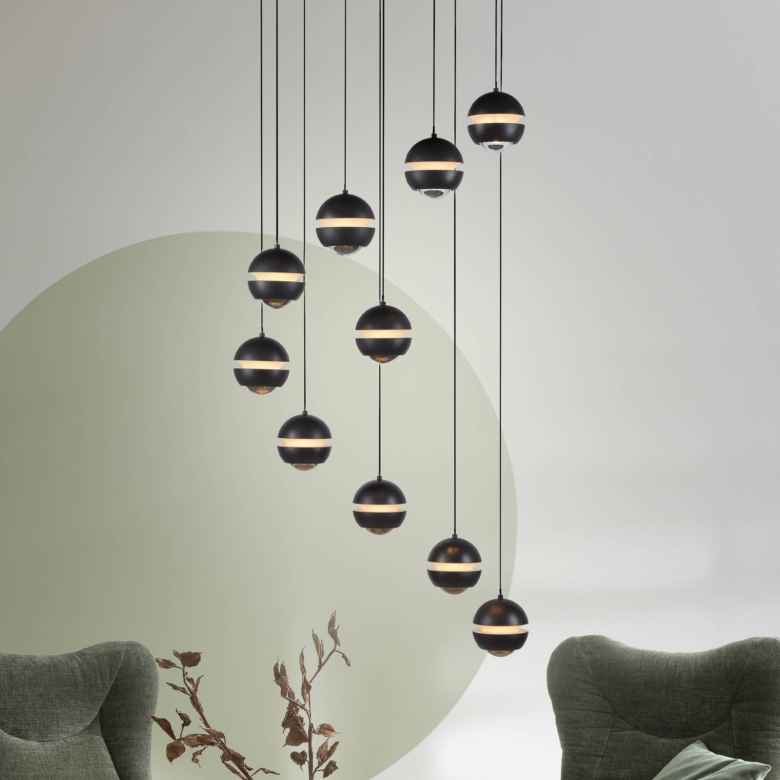 SCHÖNER WOHNEN LED-Hängelampe Lini schwarz 10-fl. rund 3000K SCHÖNER WOHNEN LED-Hängelampe Lini schwarz 10-fl. rund 3000K von Schöner Wohnen