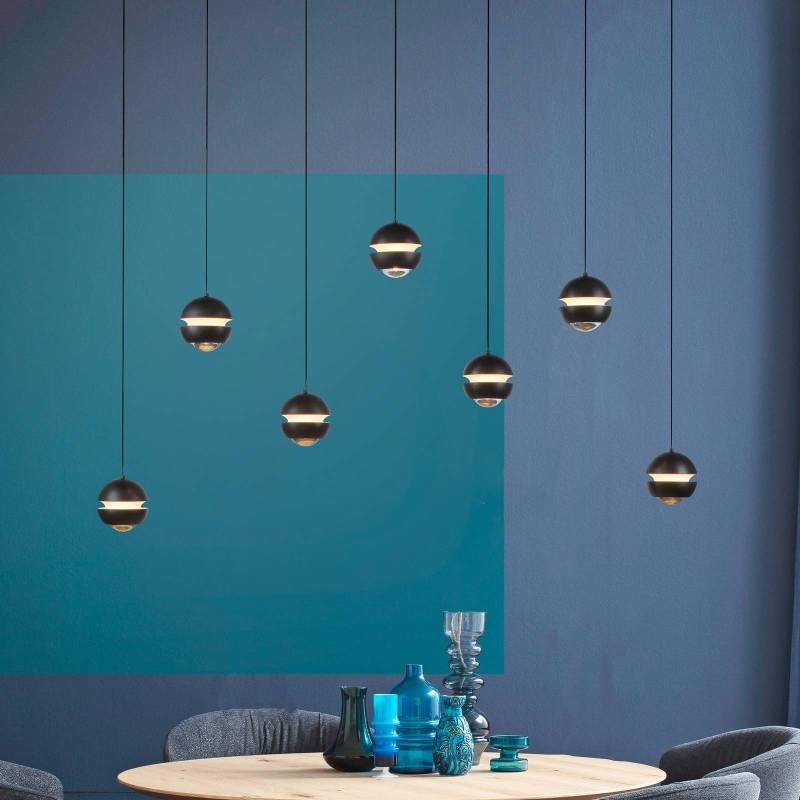 SCHÖNER WOHNEN LED-Hängelampe Lini schwarz 7-fl. lang 3.000K von Schöner Wohnen