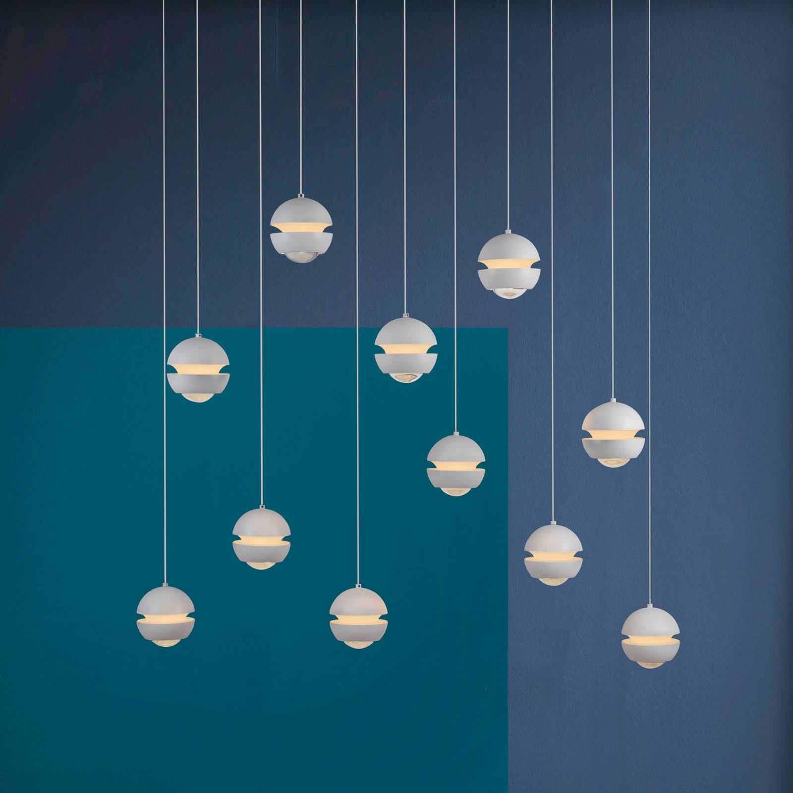 SCHÖNER WOHNEN LED-Hängelampe Lini weiß 11-fl. lang, 3.000 K von Schöner Wohnen