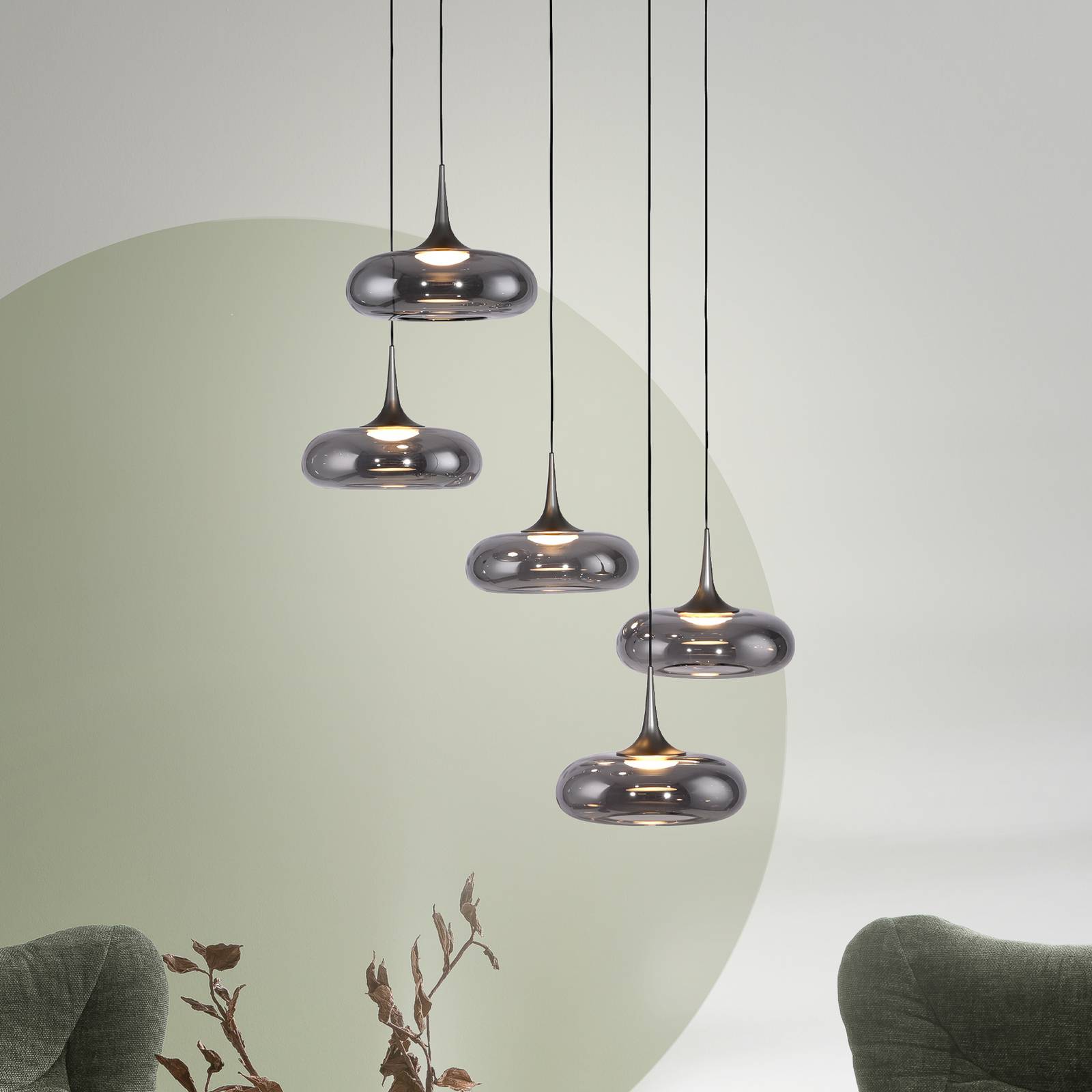 SCHÖNER WOHNEN LED-Hängelampe Posh 5-fl., Rauchglas, 3.000 K SCHÖNER WOHNEN LED-Hängelampe Posh 5-fl., Rauchglas, 3.000 K von Schöner Wohnen