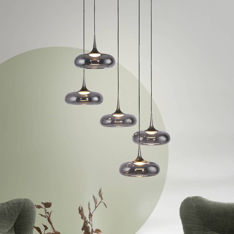 SCHÖNER WOHNEN LED-Hängelampe Posh 5-fl., Rauchglas, 3.000 K SCHÖNER WOHNEN LED-Hängelampe Posh 5-fl., Rauchglas, 3.000 K von Schöner Wohnen