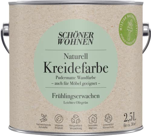 Schöner Wohnen 2,5L Naturell Kreidefarbe Frühlingserwachen, Leichtes Olivgrün von Schöner Wohnen