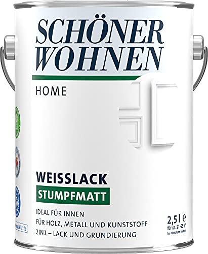 Schöner Wohnen Duracryl Weißlack stumpfmatt 2,5L Weisslack Holzlack Metalllack von Schöner Wohnen
