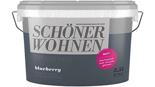 Schöner Wohnen FARBE Wand- und Deckenfarbe Trendfarbe Blueberry, matt, 2,5 l von Schöner Wohnen