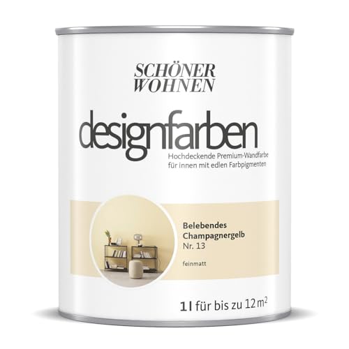 Schöner Wohnen-Farbe Wandfarbe Designfarbe Belebendes Champagnergelb, 1 l, Matt, Konservierungsmittelfrei von Schöner Wohnen