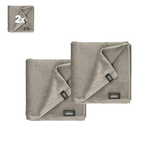 Schöner Wohnen Premium Handtuch Set 2er Set Grau - Handtücher 50x100 cm - 100% Baumwolle mit hochwertiger Velourborte, sehr pflegeleicht & saugstark - Sense von Schöner Wohnen