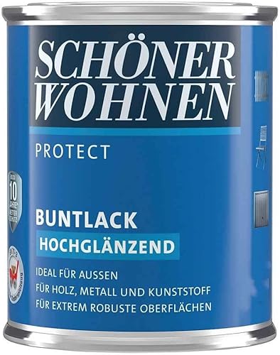 Schöner Wohnen Protect Buntlack Hochglänzend 375 ml Farbwahl, Farbe:Ral 7593 Erdbraun von Schöner Wohnen