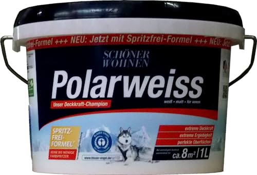 Schöner Wohnen Wandfarbe extreme Deckkraft Polarweiss matt, für Innen 1 L von Schöner Wohnen