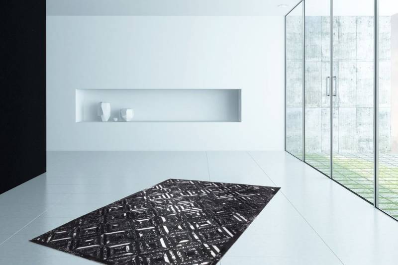 SchönesWohnen24 Teppich Teppich SchoenesWohnen24 Spark 410 Schwarz / Silber von SchönesWohnen24