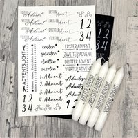 Kerzenfolie Advent, Weiß, Schwarz, Gold U. Silber Matt, A4, Wasserschiebefolie, Kerzentattoo, Adventzahlen, Weihnachten, -Weitere Im Shop Kerzenfolie Advent, Weiß, Schwarz, Gold U. Silber Matt, A4, Wasserschiebefolie, Kerzentattoo, Adventzahlen, Weihnachten, -Weitere Im Shop von SchoenigkeitenShop