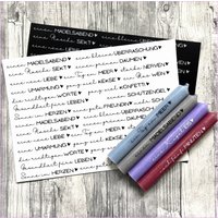 Kerzenfolie Nimm Dir...3 - Begriffe, Für Lange Stabkerzen, Weiß O. Schwarz, A4, Wasserschiebefolie, Kerzentattoo -Weitere Im Shop von SchoenigkeitenShop