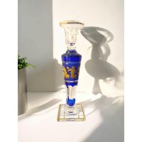 Free Shipping Kerzenständer Kerzenleuchter Von Val St. Lambert Modell Danse De Flore-Blue Leon Ledru France von Schoenitaeten