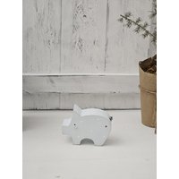 Holzschweinchenhellblauholzhandmade von Schoenstoff