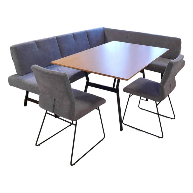 Essgruppe Esstisch Eiche Furniert Tischbeine Schwarz Esszimmerbank 1 Stuhl Arizo... Essgruppe Esstisch Eiche Furniert Tischbeine Schwarz Esszimmerbank 1 Stuhl Arizo... von Schösswender