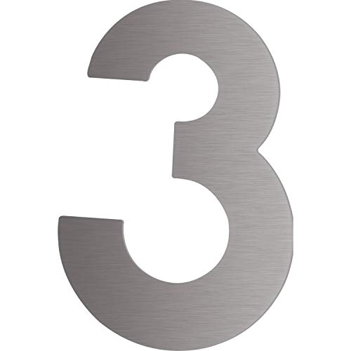 Hausnummer Ziffer "3" | Edelstahl V2A geschliffen | Niro | Höhe: 12 cm | 1 Stück von Home System