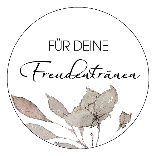 Schokoladenseite 48 x Aufkleber Für deine Freudentränen - 40 mm, Design Cotton19060240, Sticker geeignet für Hochzeit Gastgeschenk Taufe Kommunion Geburtstag Feste Geschenke Präsente von Schokoladenseite