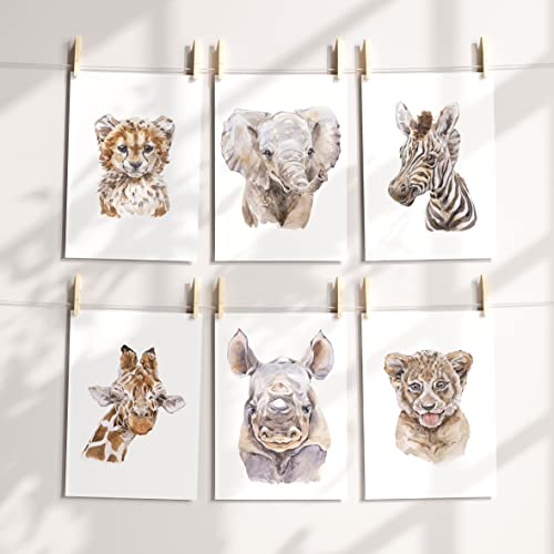 Schokoladenseite 6er Set Poster Kinderplakate Tierkinder | 6 Stück A3 Bilder Ohne Rahmen für Baby bis Teenager Deko | Zeitlose Wandbilder für Jungen und Mädchen mit tollen Tiermotiven (Afrika, A3) von Schokoladenseite