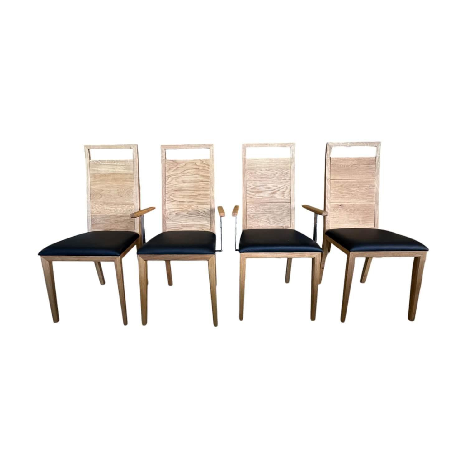4er Set Stuhl Artus Leder Genua 0500 Schwarz Gestell Knorrige Eiche Natur Geölt 4er Set Stuhl Artus Leder Genua 0500 Schwarz Gestell Knorrige Eiche Natur Geölt von Scholtissek