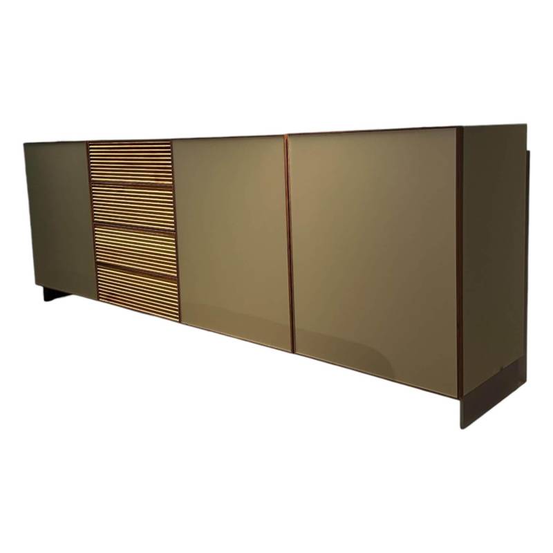 Sideboard Tratum Knorrige Eiche Massiv Floatglas Matt 137 Platin Grau Inklusive ... von Scholtissek