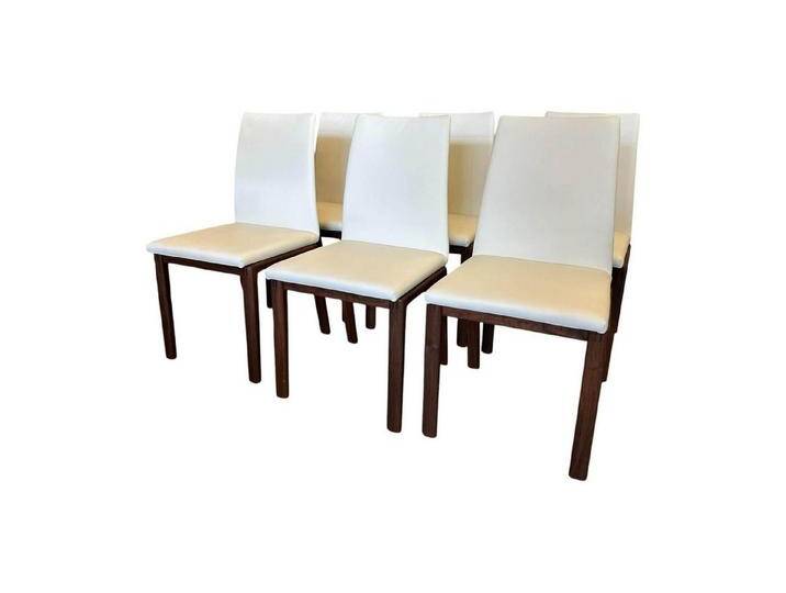 Scholtissek Essgruppe 6er Set Stuhl Fugo Leder 2 48 Weiß Gestell Nussbaum Natur Geölt von Scholtissek