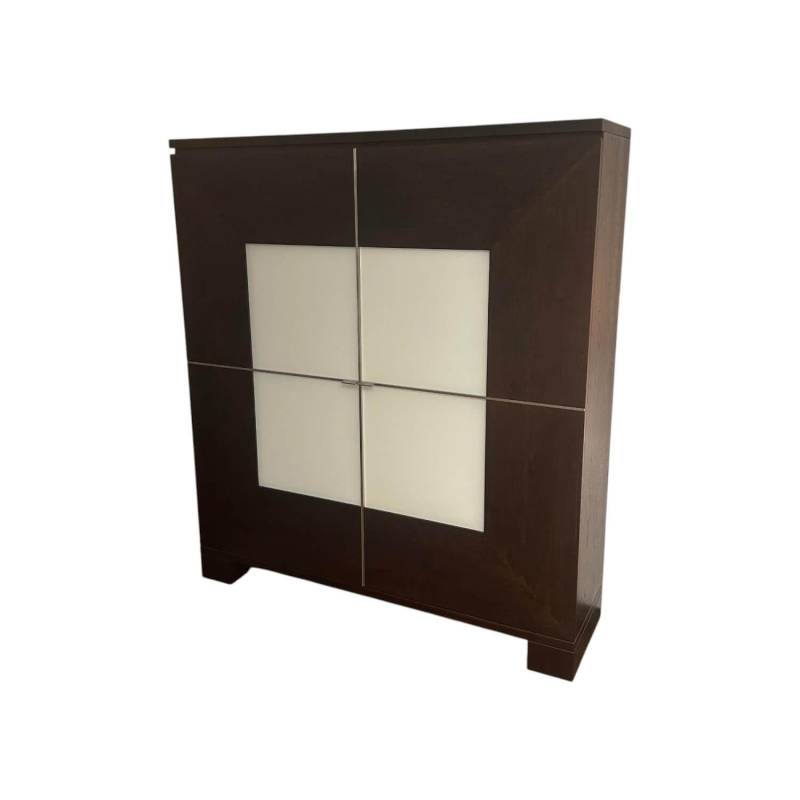 Schrank Varus Korpus Knorrige Eiche Wengefarben Dunkelbraun Front Glas Optiwhite... von Scholtissek