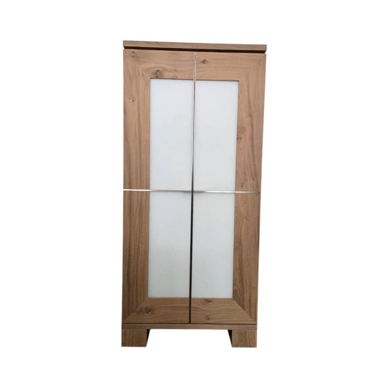 Schrank Varus Schmal Korpus Knorrige Eiche Puro Geölt Front Glas 9010 Weiß Matt von Scholtissek
