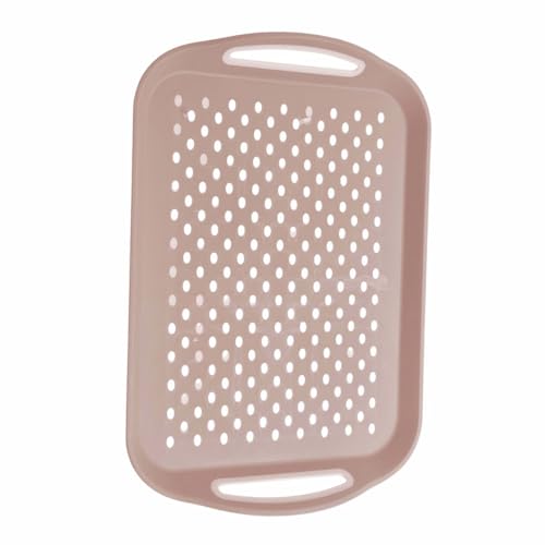 Großes rutschfestes Serviertablett – 41 cm x 29 cm – gummierte Oberfläche und Boden – griffige Griffe – natürliche Farben – ideal für Mahlzeiten, Snacks und Getränke (Rosa) von Schone