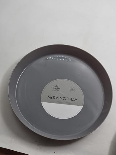 Rundes Serviertablett aus Kunststoff – 36 cm Durchmesser – leicht & langlebig – 4 cm tiefer Rand – verschiedene natürliche Farben – 4er-Set – ideal für Zuhause, Café, Catering & Partys (Grau) von Schone