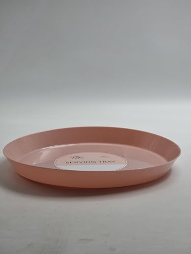 Rundes Serviertablett aus Kunststoff – 36 cm Durchmesser – leicht und langlebig – 4 cm tiefer Rand – verschiedene natürliche Farben – 4er-Set – ideal für Zuhause, Café, Catering & Partys (Rosa) von Schone