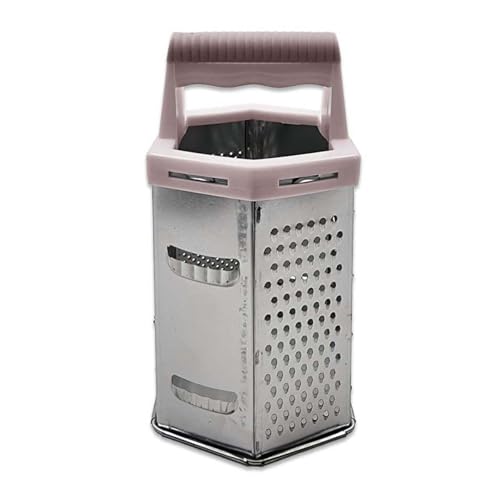 Sechsseitige Lebensmittelreibe mit Griff – Multi-Oberflächen-Metallreibe für Käse, Gemüse und mehr – 19 cm Höhe (Blush Pink) von Schone
