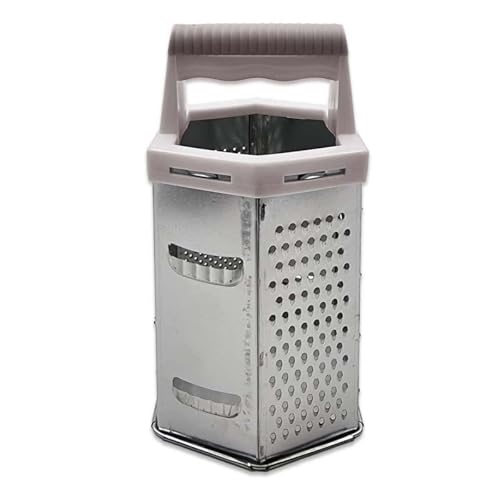 Sechsseitige Lebensmittelreibe mit Griff – Multi-Oberflächen-Metallreibe für Käse, Gemüse & mehr – 19 cm Höhe (Stein) von Schone