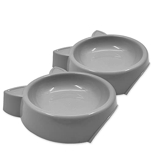 Trendige Katzennapf - 2 Stück - Langlebig - für Futter und Wasser (Grau) von Schone