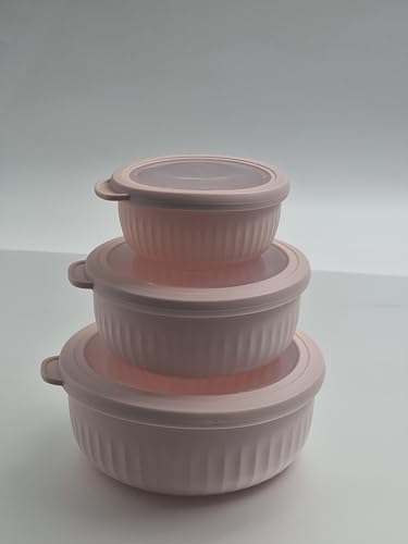 schone Gerippte Vorratsschalen mit luftdichtem Deckel - 3er Set Nesting Container - 300ml, 750ml, 1400ml - Clear View Deckel mit Silikondichtung - Gefrierschrank- & Spülmaschinenfest - Natürliche schone Gerippte Vorratsschalen mit luftdichtem Deckel - 3er Set Nesting Container - 300ml, 750ml, 1400ml - Clear View Deckel mit Silikondichtung - Gefrierschrank- & Spülmaschinenfest - Natürliche von Schone