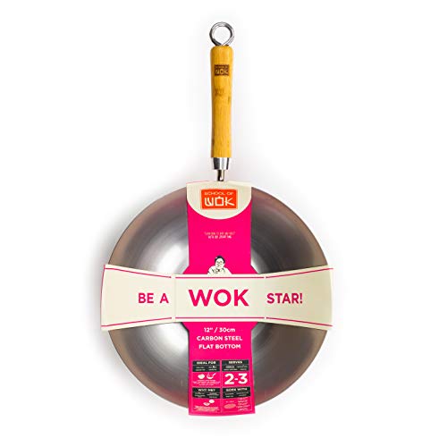 School of Wok "Wok Star Carbon Stahl Wok, Silber, 12 Zoll von School of Wok